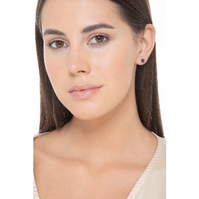 Pendientes oro blanco 18k con diamante negro