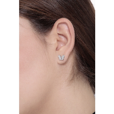 Pendientes mariposa en oro blanco 18k con pavé de diamantes