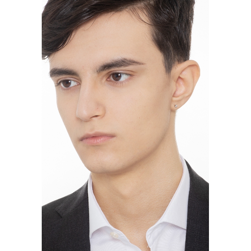 Pendiente mono oro blanco 18 quilates 4 garras con diamantes