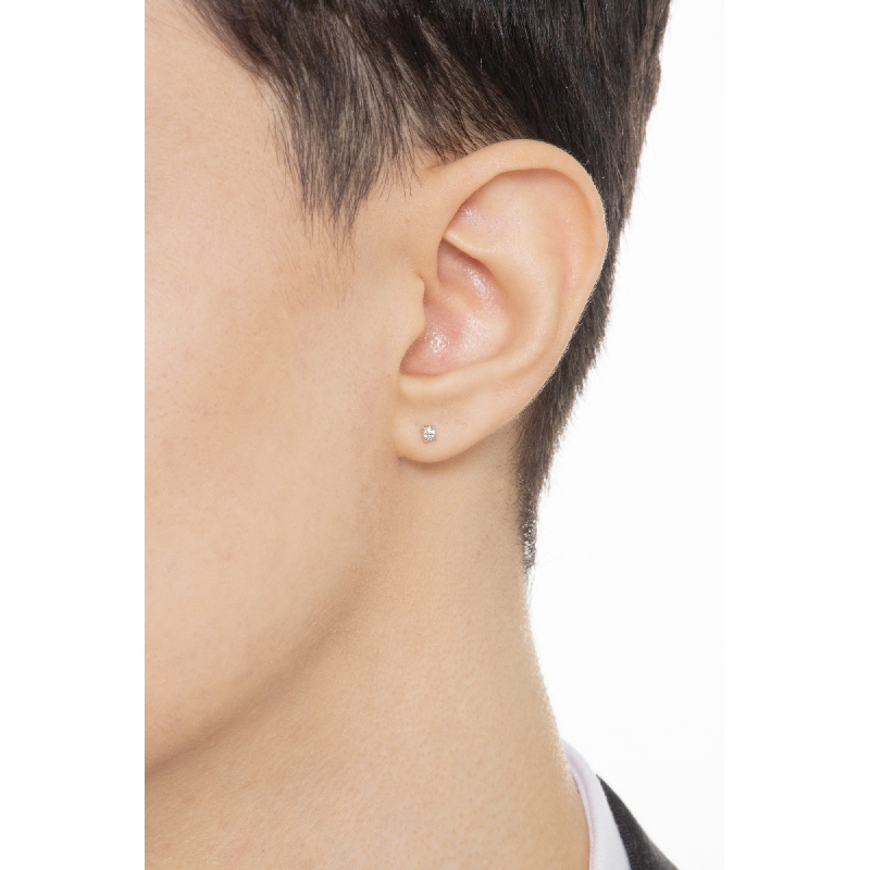 Pendiente mono oro blanco 18 quilates 4 garras con diamantes