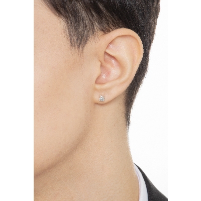 Pendiente mono en oro blanco 18k y diamante