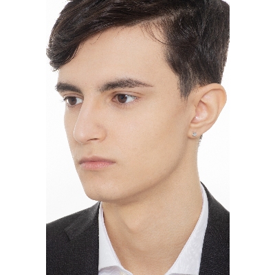 Pendientes individuales en oro blanco 18k y diamante