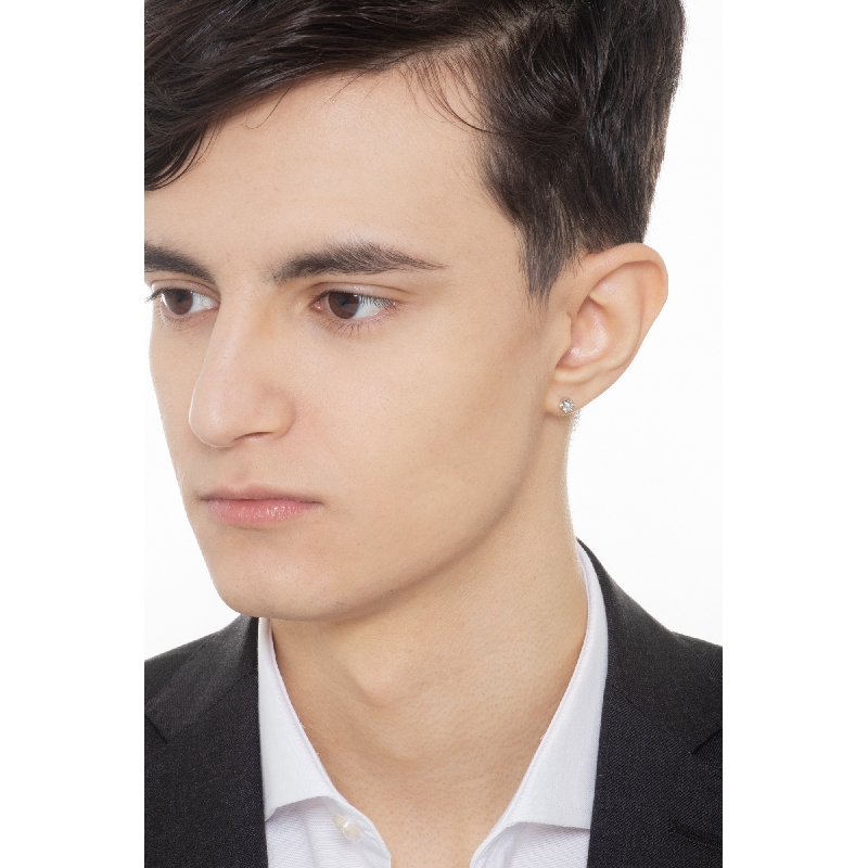 Pendiente mono hombre en oro blanco de 18 quilates y diamante Pendiente mono hombre en oro blanco de 18 quilates y diamante