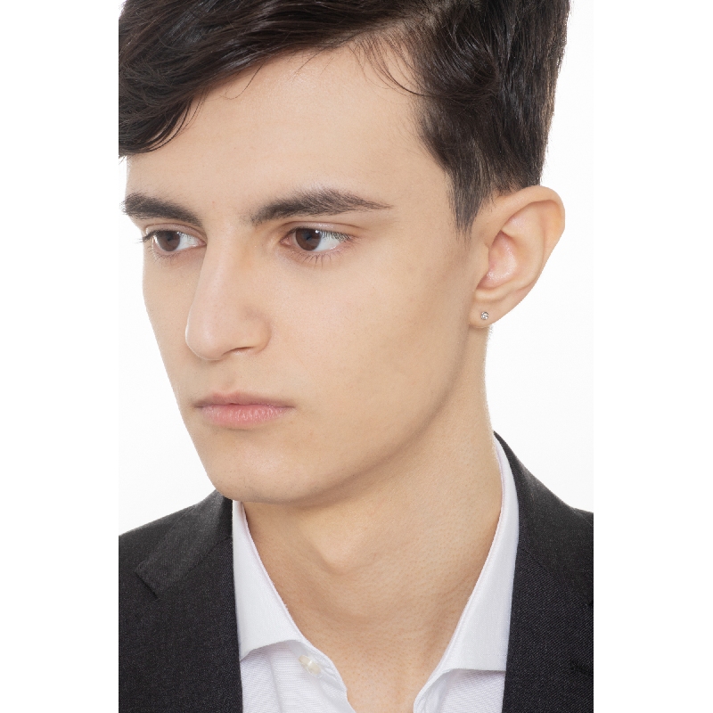 Pendiente hombre mono en oro blanco de 18 quilates y diamante Pendiente hombre mono en oro blanco de 18 quilates y diamante