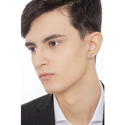 Pendiente mono oro blanco 18k y diamante