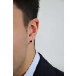 Pendiente mono oro blanco 18k y diamante negro 4 garras 2