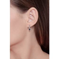 Pendientes en oro blanco con zafiros ovalados y diamantes 2