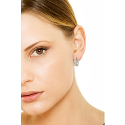 Pendientes hojas en oro blanco 18k con aguamarina y diamantes 2