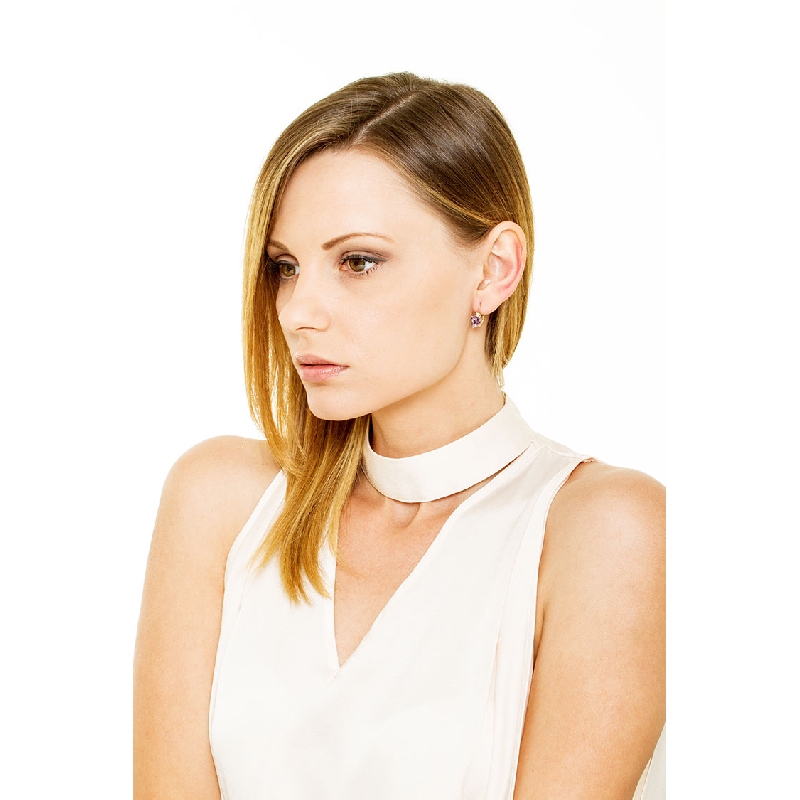 Pendientes oro amarillo 18k con corazones de amatista y diamantes