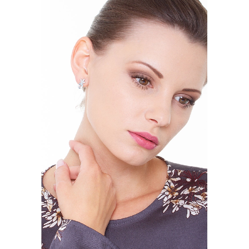 Pendientes Oro Blanco 18k con aguamarinas y diamantes