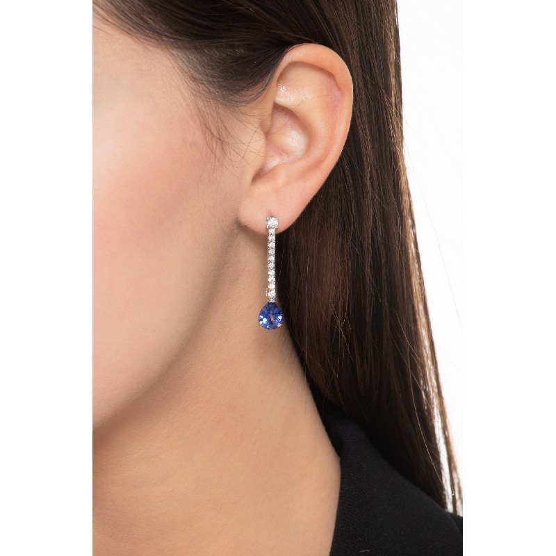Pendientes Oro 18k con zafiros azules y diamantes