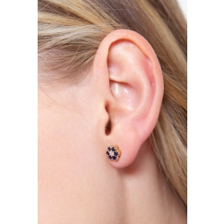 Pendientes en oro amarillo con diamantes y zafiros azules 2