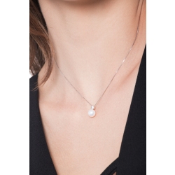 Collar en oro blanco con perla natural y diamantes 2