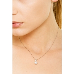 Collar en oro blanco de 18 quilates con una perla y un diamante 2