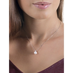 Collar de oro blanco 18k con perla y diamante 2