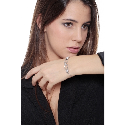 Pulsera oro blanco con nudos y diamantes