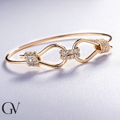 Brazalete rígido oro amarillo 18k con diamantes