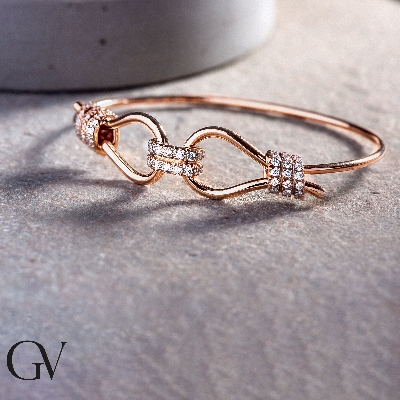 Pulsera diseño Oro Rosa 18k con nudos en diamantes