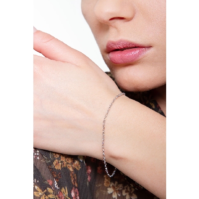 Pulsera ligera para mujer en oro blanco 18 quilates cm 19