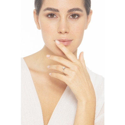 Anillo Solitario 4 Garras en Oro Blanco 18k con Diamante Brillante 0,50 ct