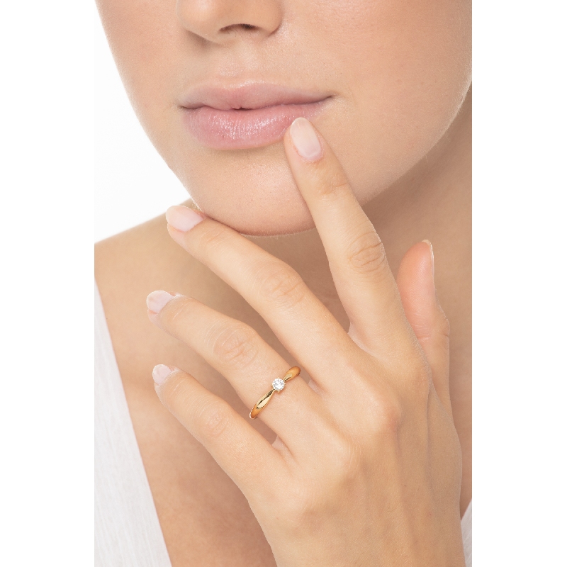 Anillo solitario diamante oro amarillo 18k ct 0.20