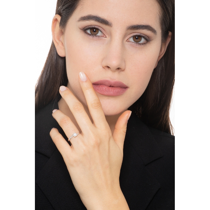 Anillo solitario diamante 0,40 ct oro blanco 750