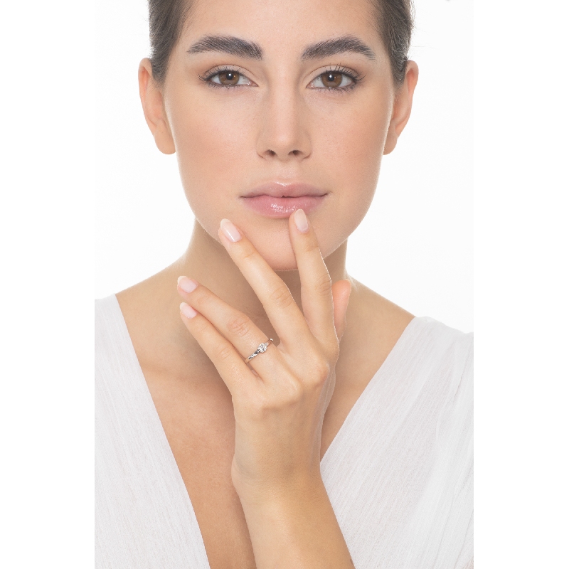 Anillo solitario diamante 0,40 ct oro blanco 18k