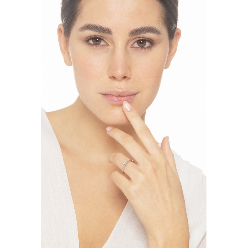 Anillo solitario diamante 0,50 ct oro blanco 18k