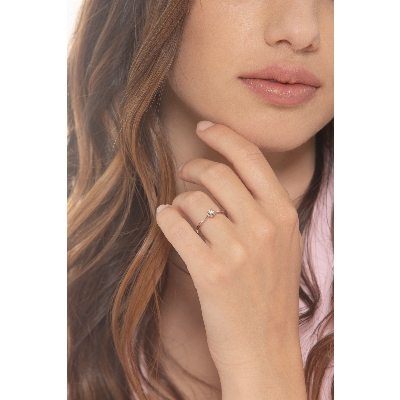 Anillo solitario diamante 0,15 ct y oro blanco 18 k 