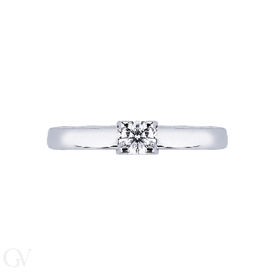 Anillo solitario oro blanco 18k con diamante 0,10 ct