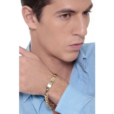 Pulsera con placa en oro amarillo de 18 quilates