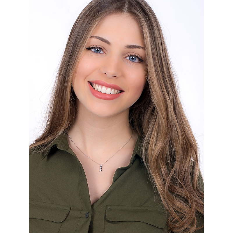 Collar oro blanco 18k con colgante trilogy diamantes ct 0,12