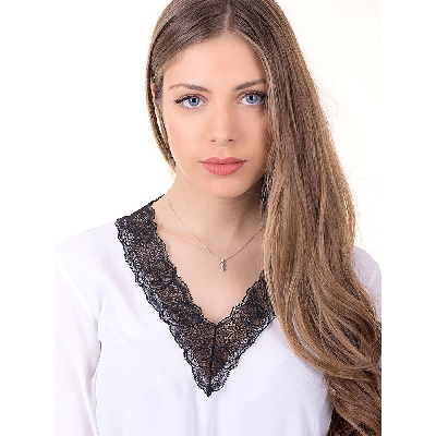 Collar en oro blanco 18k trilogy diamantes ct 0,15