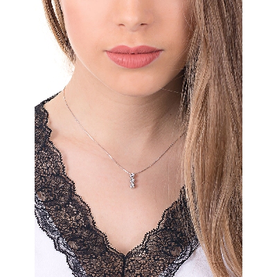 Collar en oro blanco 18k trilogy diamantes ct 0,15