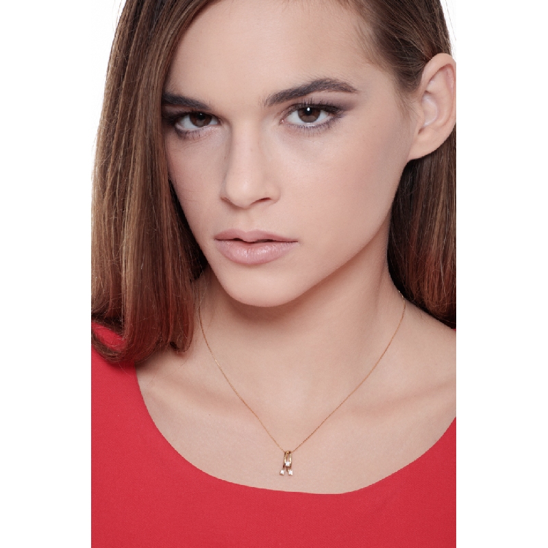 Collar oro amarillo 18k con colgante trilogy diamantes ct. 0,15