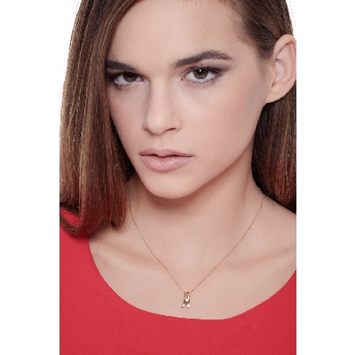 Collar oro amarillo 18k con colgante trilogy diamantes ct. 0,15