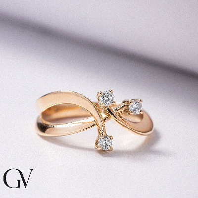 Anillo Trilogy de Mujer en Oro Rosa 18k con Diamantes