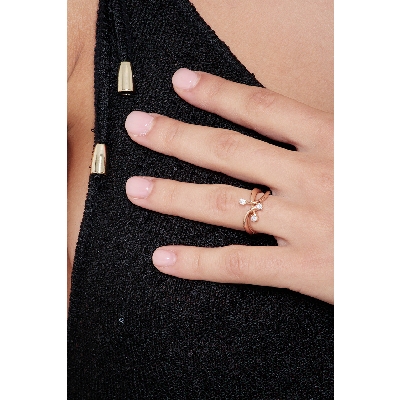 Anillo Trilogy de Mujer en Oro Rosa 18k con Diamantes