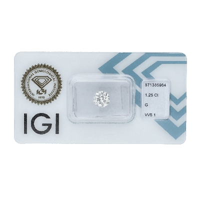 Diamante Certificado IGI   CT 1,25   G   VVS 1
