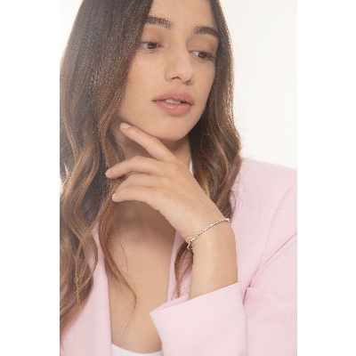 Pulsera en oro blanco 18k con diamantes y cierre seguro