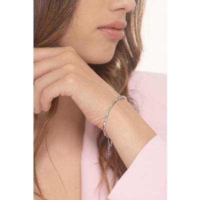 Pulsera en oro blanco 18k con diamantes y cierre seguro