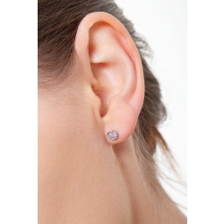 Pendientes corazón en oro blanco 18k con circonitas 2