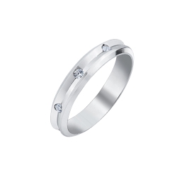 Alianza de boda mujer en oro blanco 18k adornada con diamantes