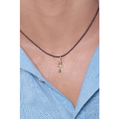 Colgante Cruz Egípcia en oro amarillo 18k