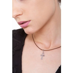 Colgante Cruz Hebrea en oro blanco de 18k 2