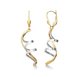 Pendientes en oro amarillo y blanco 18k en espiral