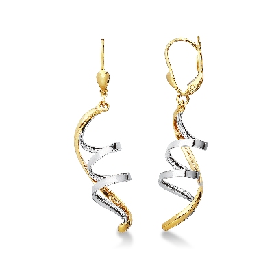 Pendientes en oro amarillo y blanco 18k en espiral