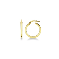 Aros con caña cuadrada en oro amarillo de 18k