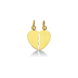 Colgante corazón en oro amarillo de 18k