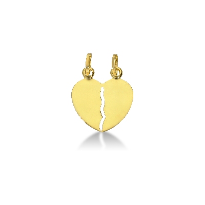 Colgante corazón en oro amarillo de 18k
